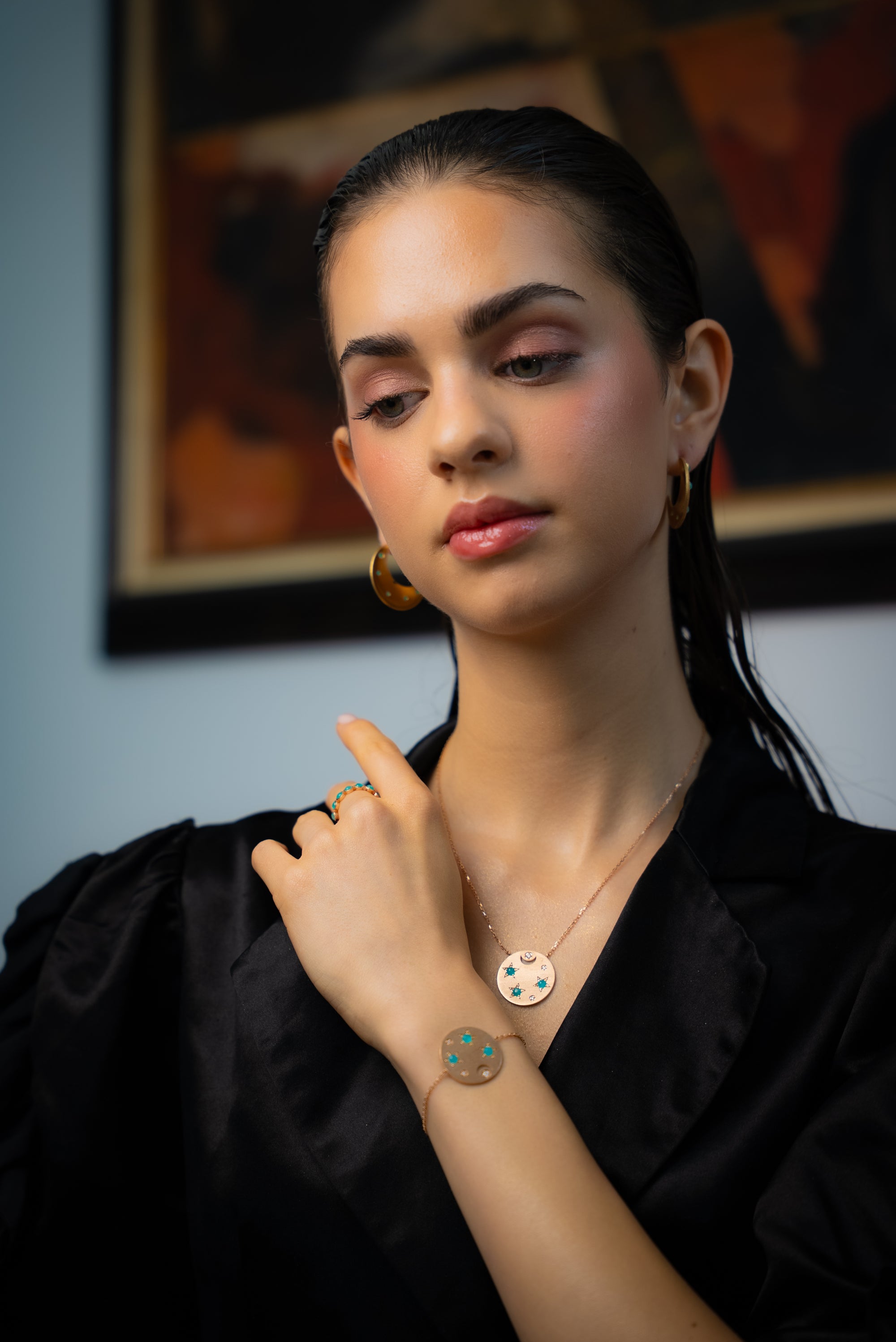 Paraiba Cabochone, Diamonds Celeste Bracelet