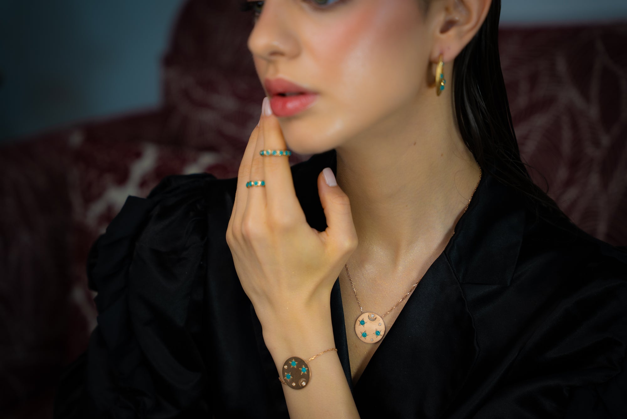 Paraiba Cabochone, Diamonds Celeste Bracelet