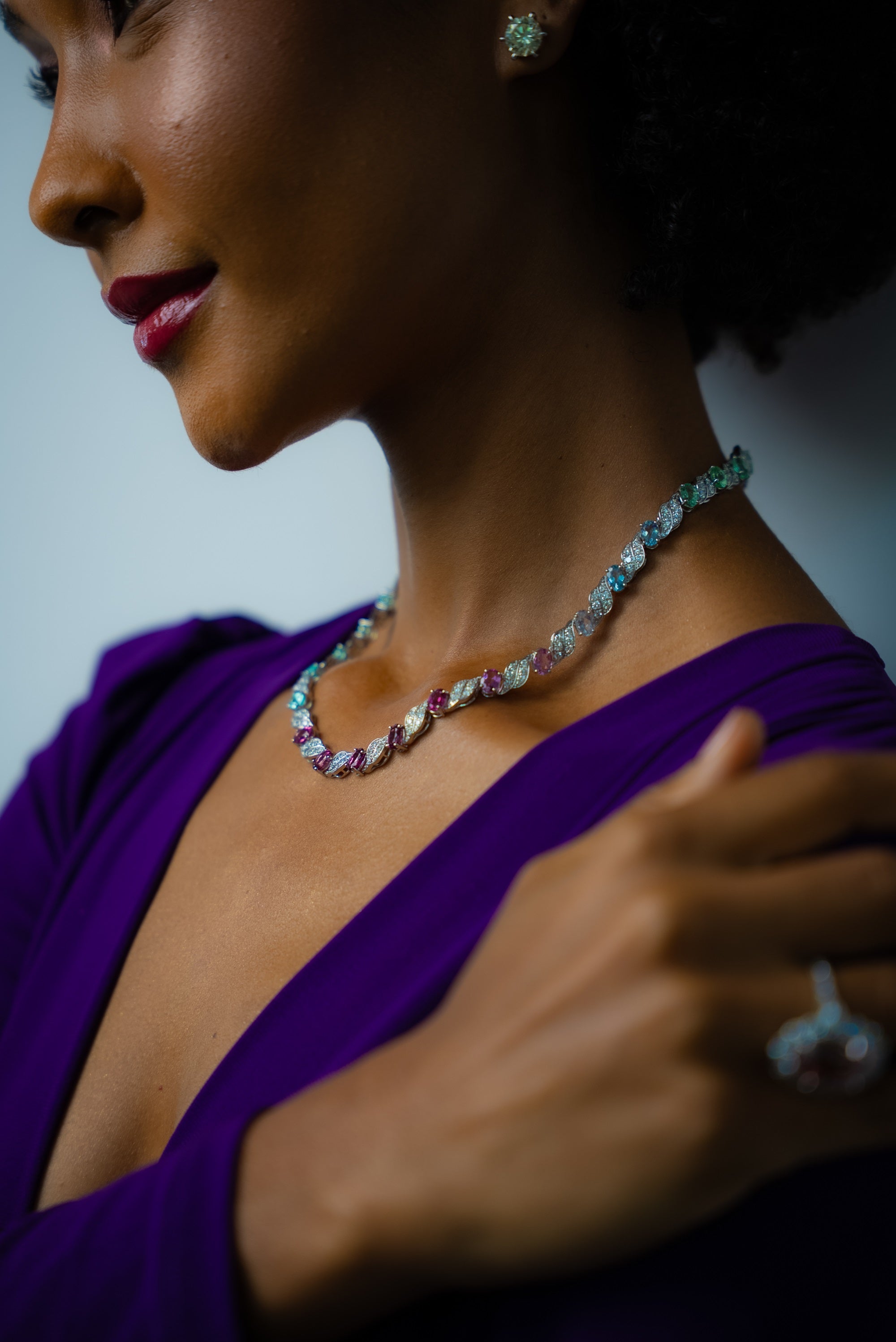Multi Color Paraiba & Diamond Éclipse Necklace