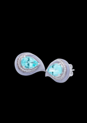 Paraiba Cut, Diamond & Mop Enamel Aquarelle Earrings