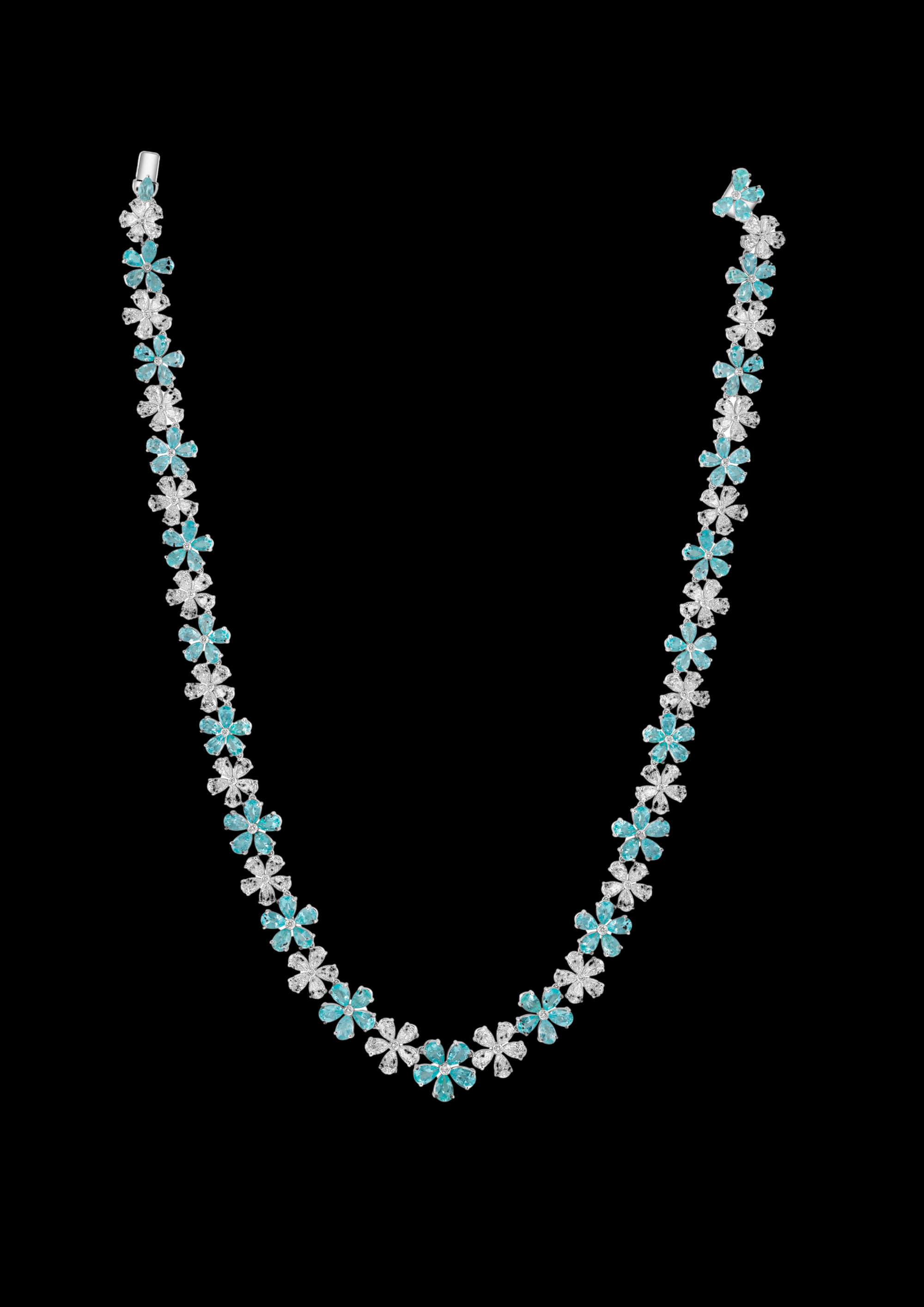 Paraiba & Diamonds Blossoms Necklace