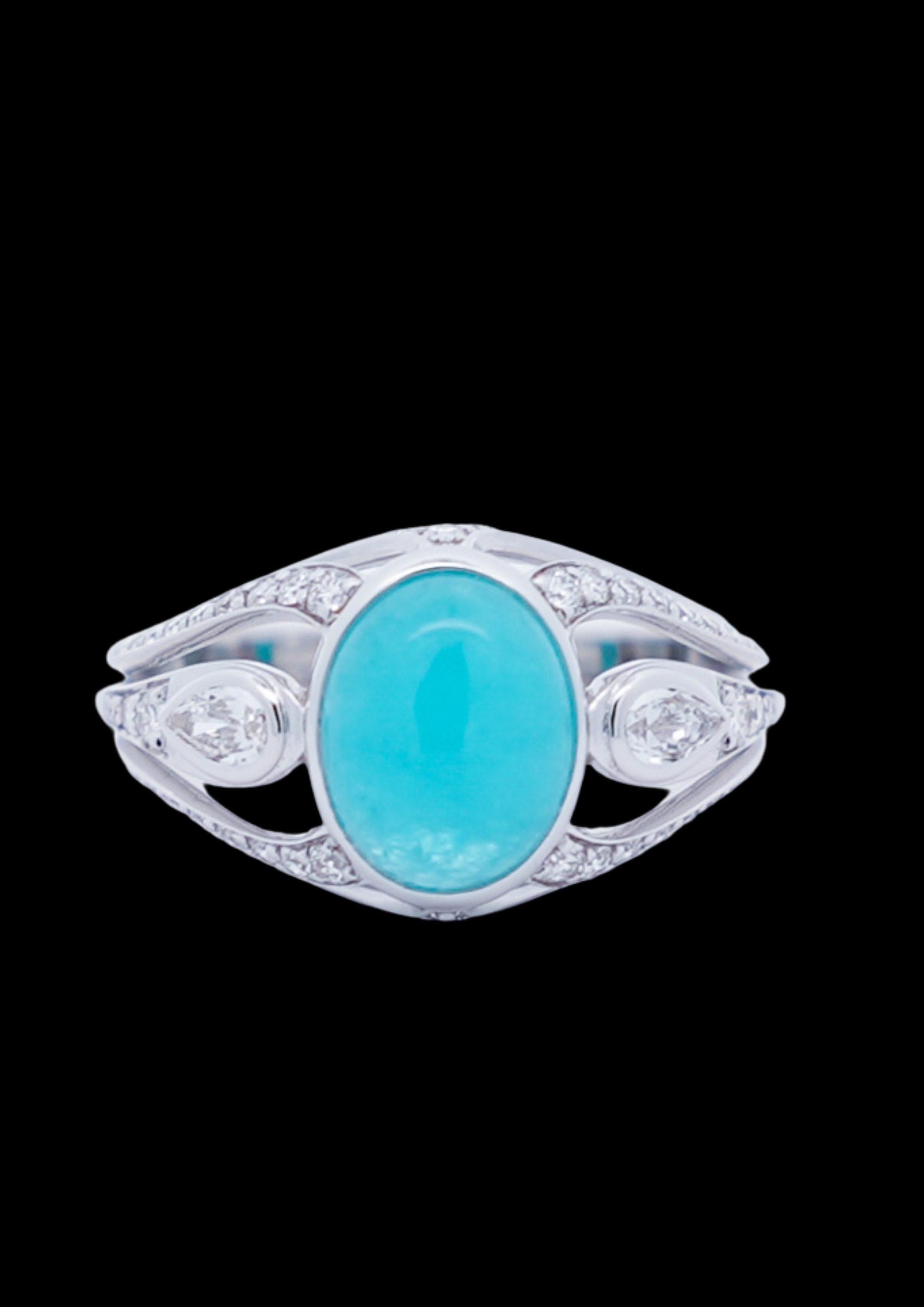 Paraiba Cabochone & Diamonds Éclipse Ring