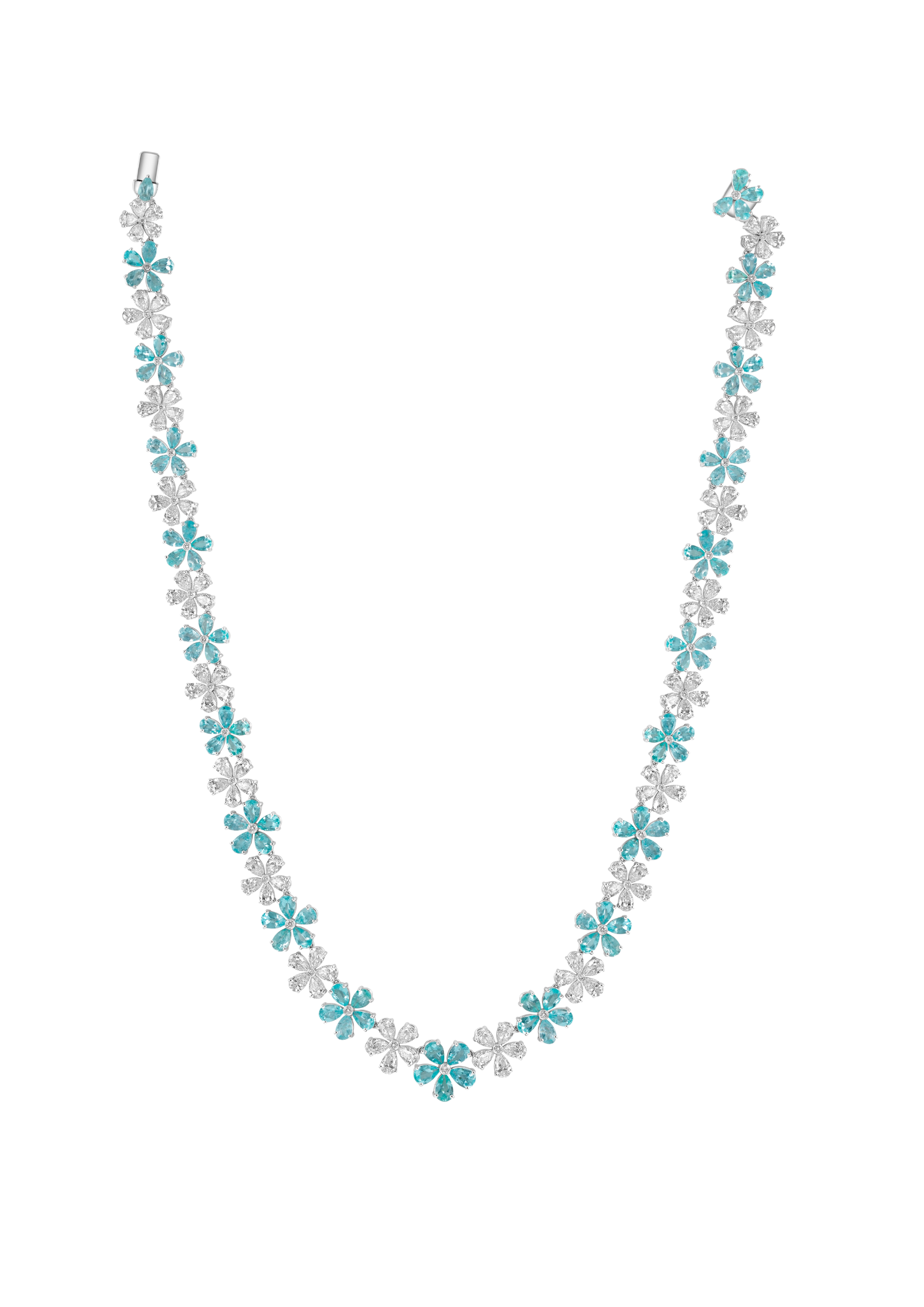 Paraiba & Diamonds Blossoms Necklace