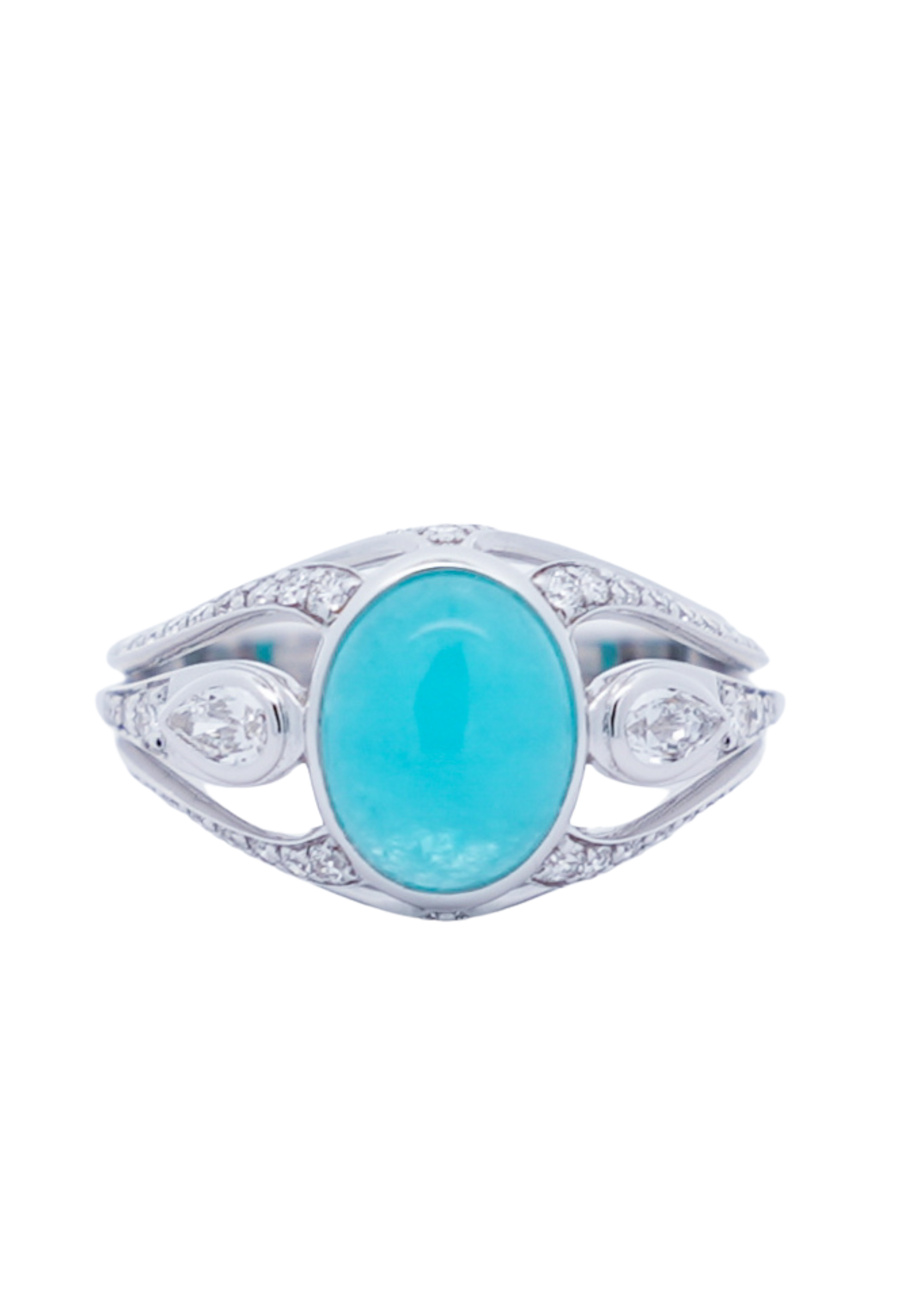 Paraiba Cabochone & Diamonds Éclipse Ring